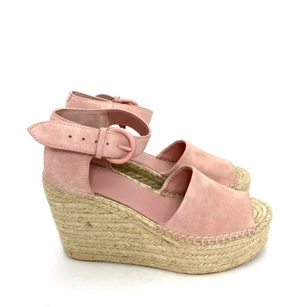 MARC Fisher Alida Suede Platform Wedge Espadrilles Sandals Dusty Pink Size 9 New